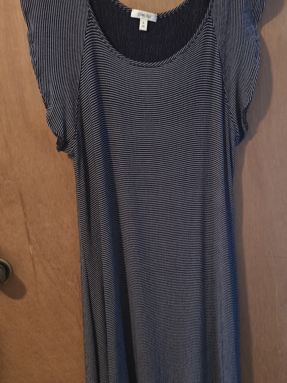 Como Blu Striped Scoop Neck Midi Dress in Navy and White - Washed, Never Worn